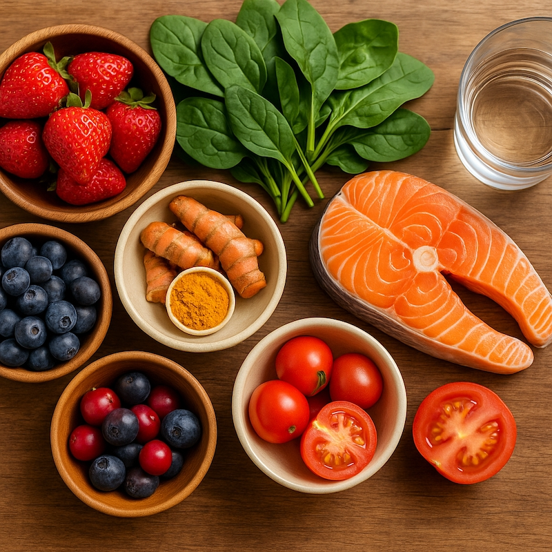 Assortment of antioxidant-rich foods to support EMF protection
