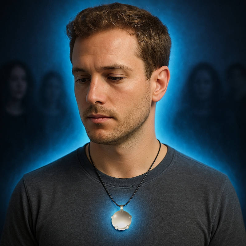Person wearing the BioElectric Shield with visible glowing aura