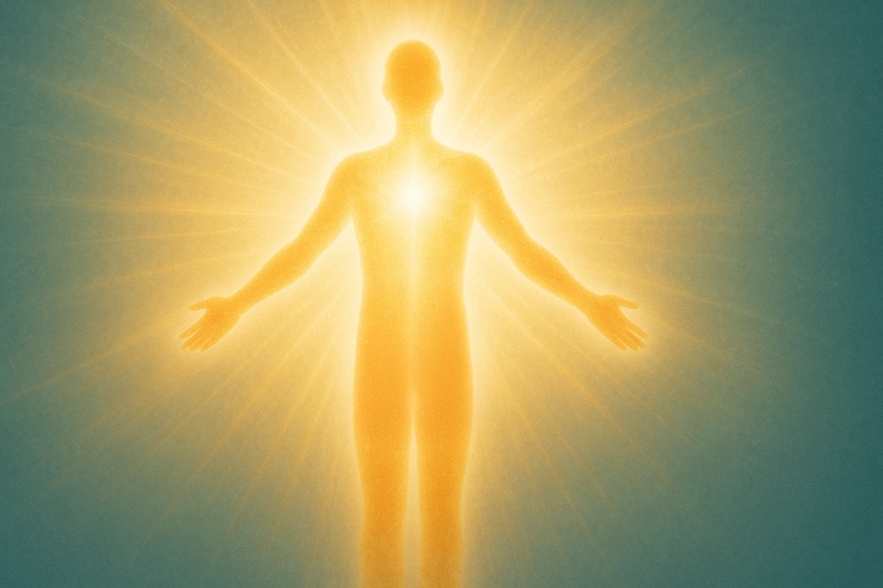 BioElectric Shield with glowing human silhouette, representing balance