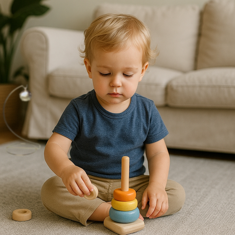 Child playing with visible wristband EMF Shield