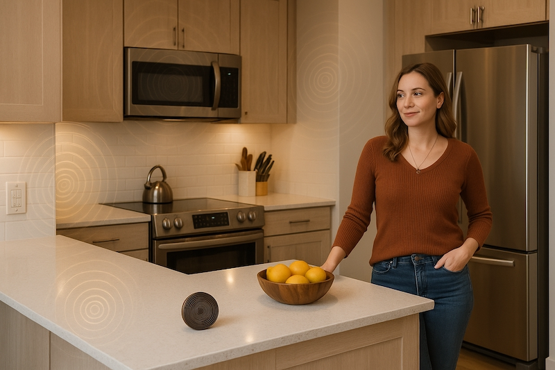 Smart kitchen showing hidden EMF sources and counter Shield
