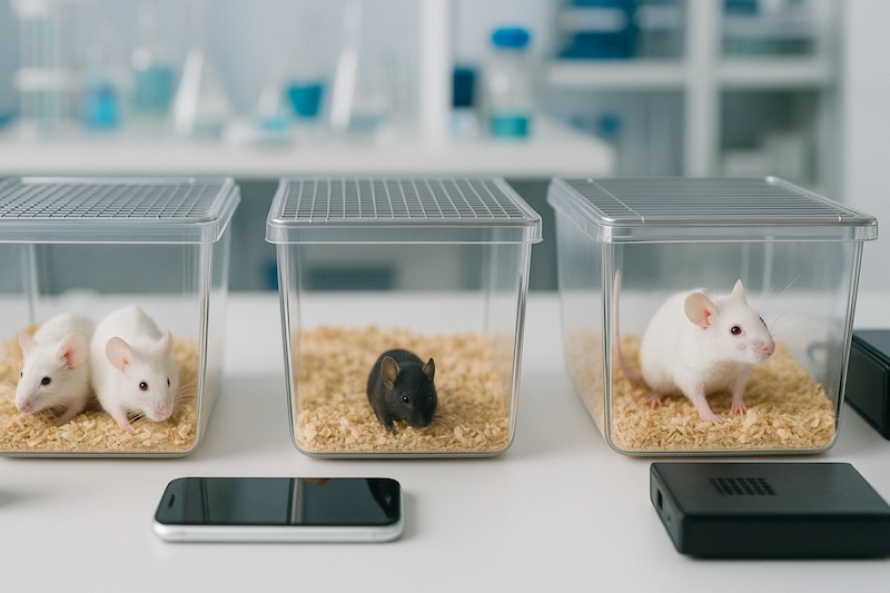 Lab mice in research setting with EMF cues