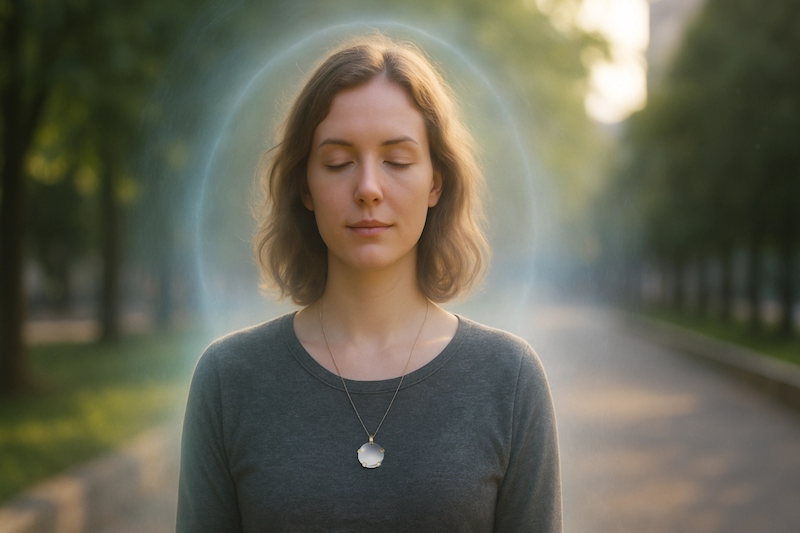 Person protected by an invisible EMF shield