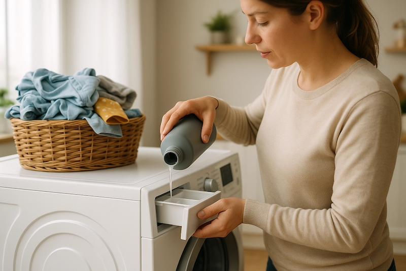 Parent using fabric rinse to create EMF protective clothing