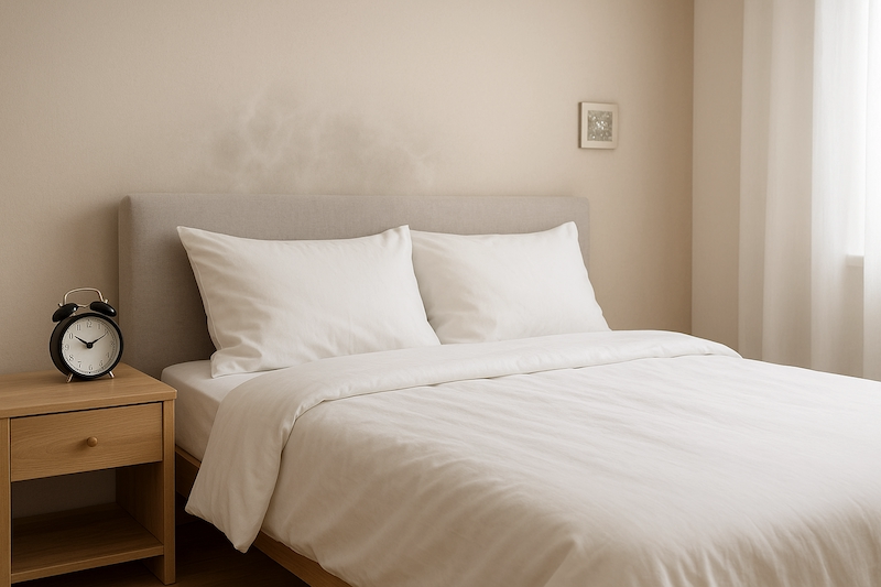 Peaceful bedroom cleared of electronics with EMF Room Shield