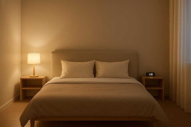 EMF-safe minimalist bedroom setup with no electronics