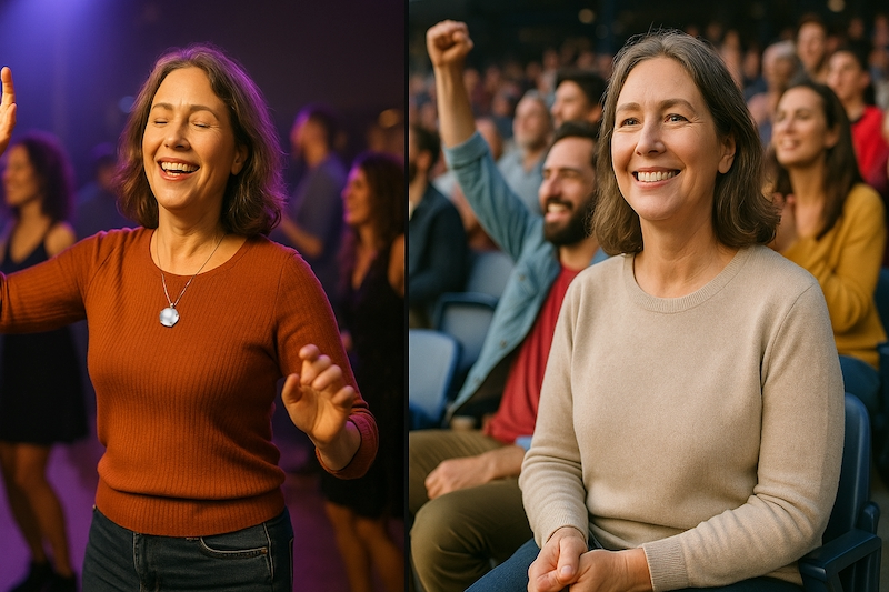 Happy woman at a dance and sports event