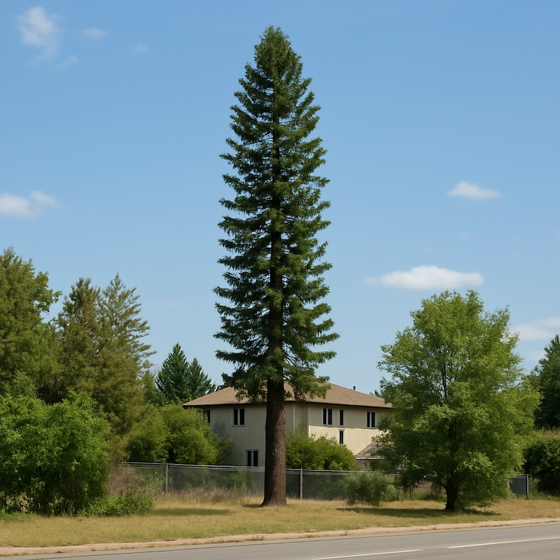 Disguised cell tower blending into environment