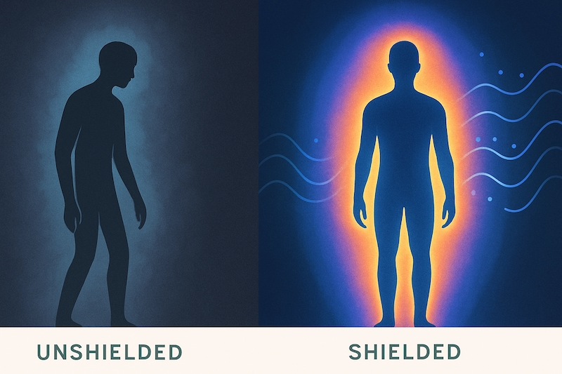 Comparison of a weak vs strong human EMF field