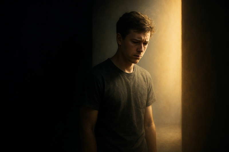 Person stepping from shadow into light, representing mysterious symptoms
