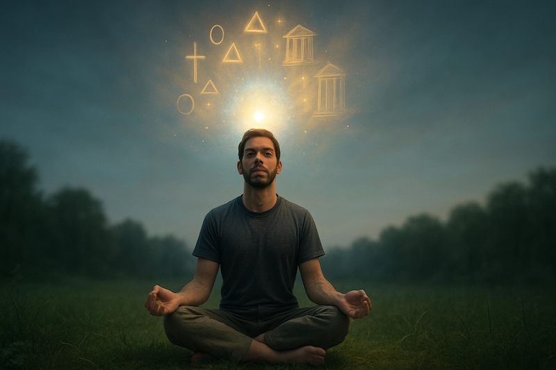 Abstract of spiritual ideas becoming reality through grounding.
