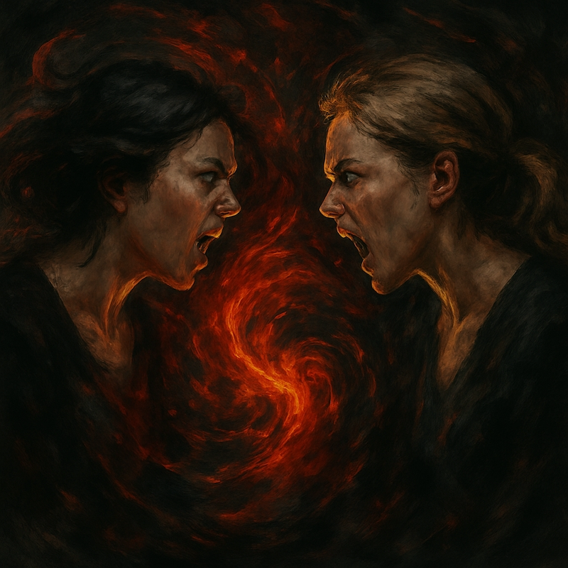 Energetic visualization of intense female argument