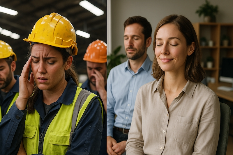 Comparison of stressed workers in EMF-heavy vs. EMF-light settings.