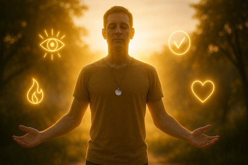 Person glowing with empathic superpowers like intuition and clarity